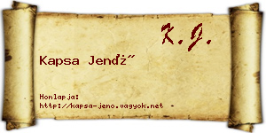 Kapsa Jenő névjegykártya